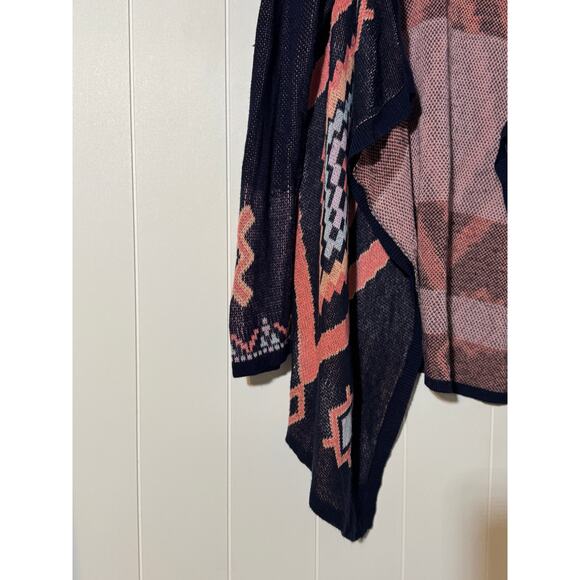 Say What? · Large · Aztec Tribal · Draped Open Cardigan · Knit · Navy Pink - Picture 4 of 4